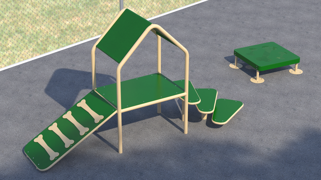 Dog Training Area Equipment Set Green 3D