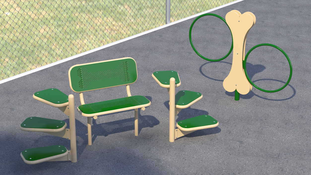 Dog Training Area Equipment Set Green 3D