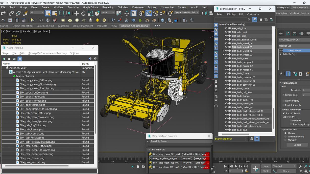 3D Vervaet 17T Agricultural Beet Harvester Machinery Yellow