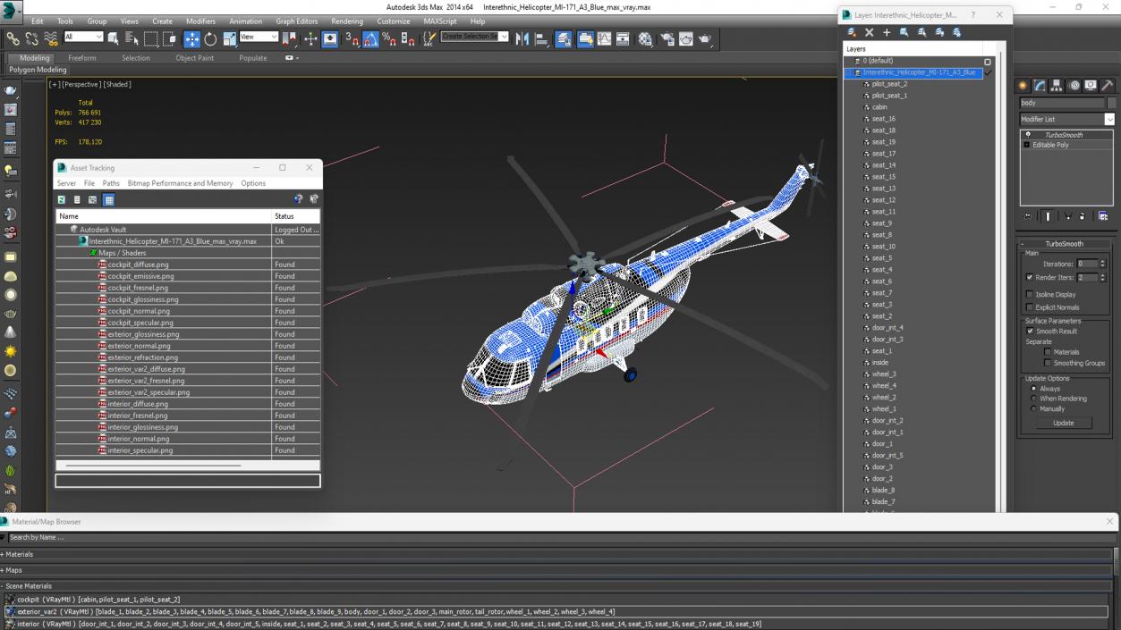 Interethnic Helicopter MI-171 A3 Blue 3D