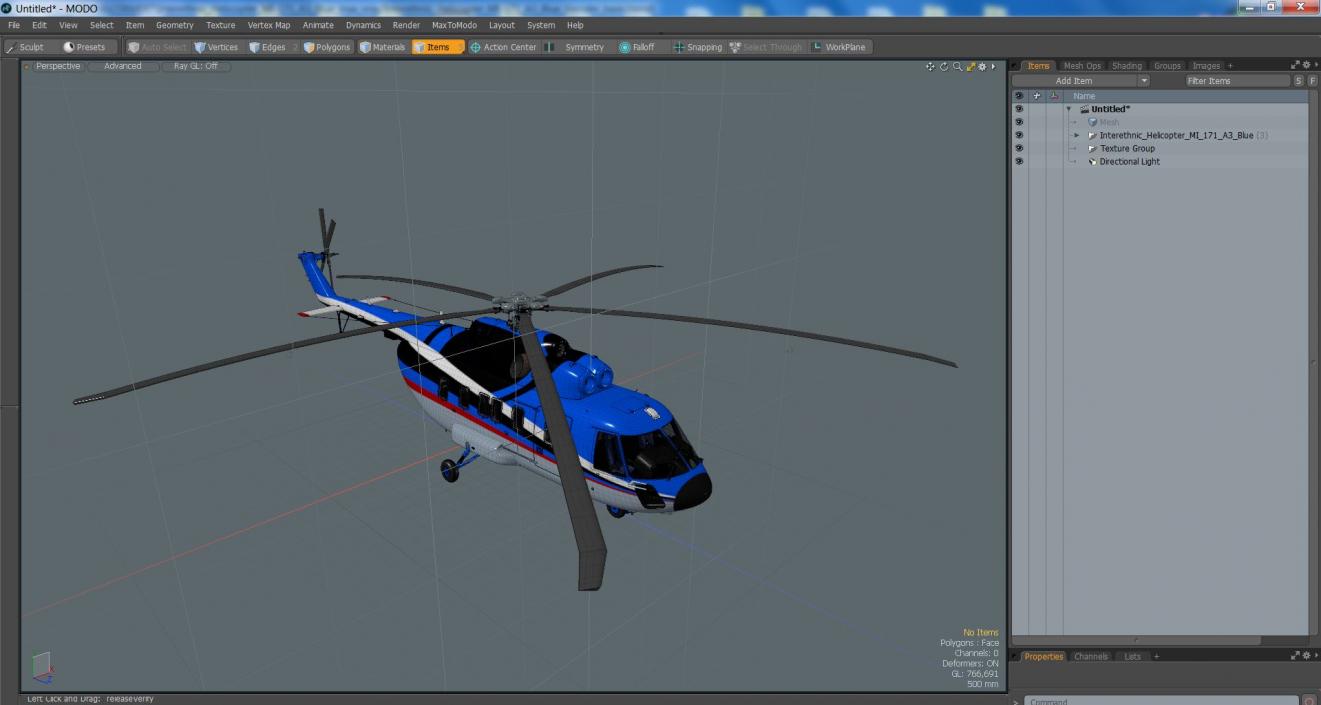 Interethnic Helicopter MI-171 A3 Blue 3D