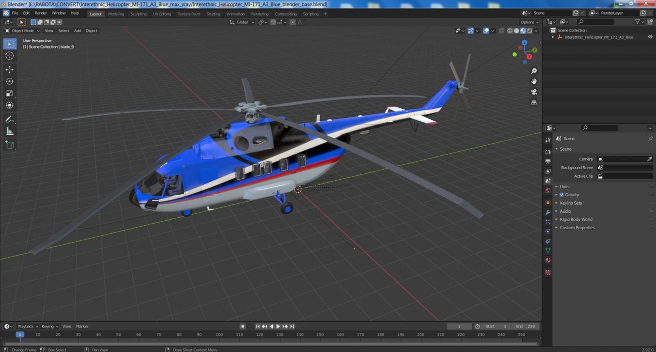 Interethnic Helicopter MI-171 A3 Blue 3D