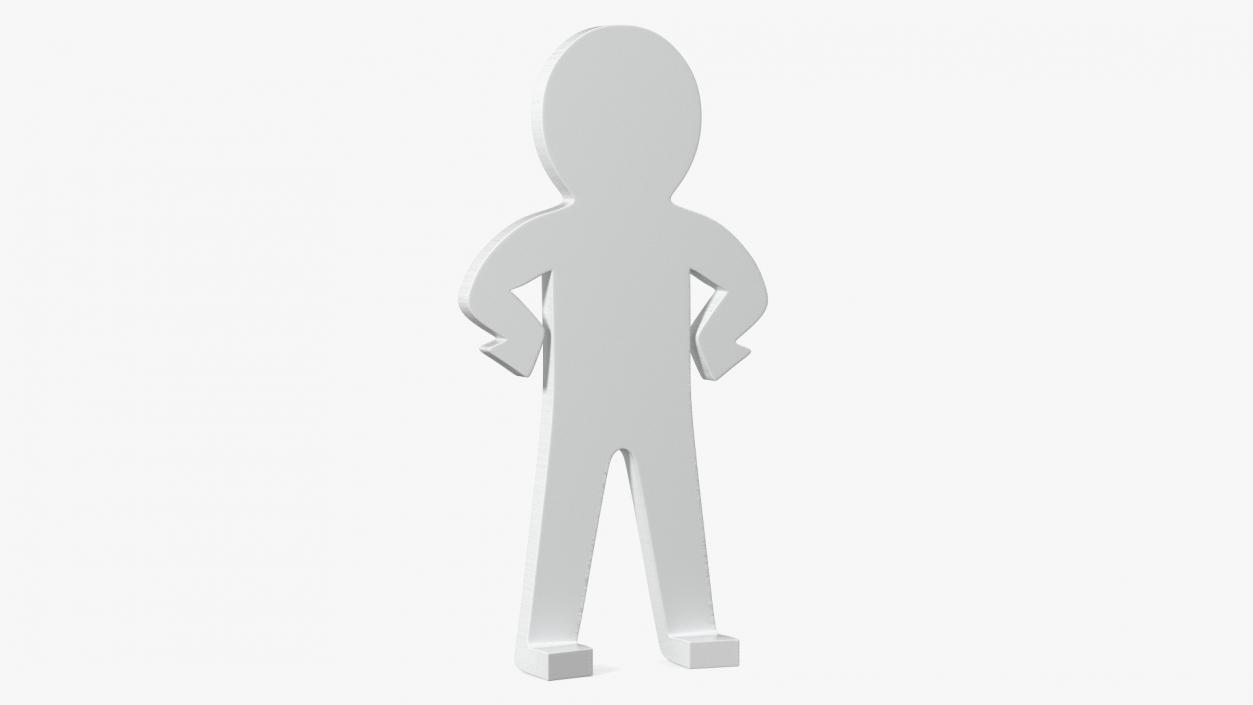 Plastic Stickman Confident Pose White 3D