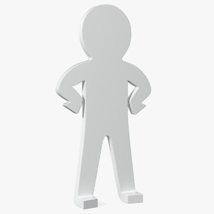 Plastic Stickman Confident Pose White 3D