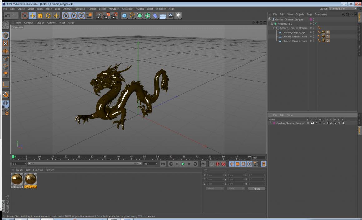 3D Golden Chinese Dragon