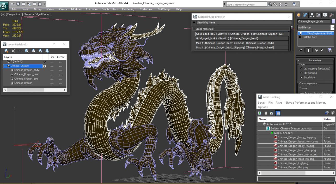 3D Golden Chinese Dragon