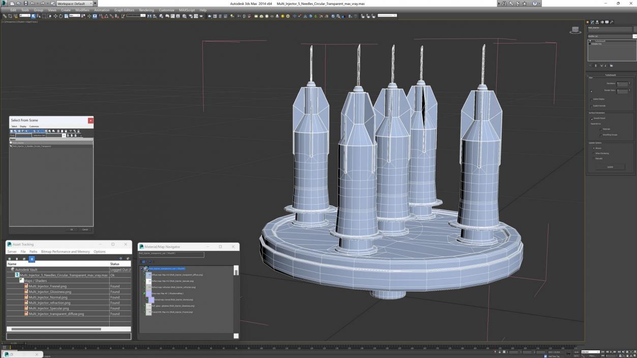 3D model Multi Injector 5 Needles Circular Transparent