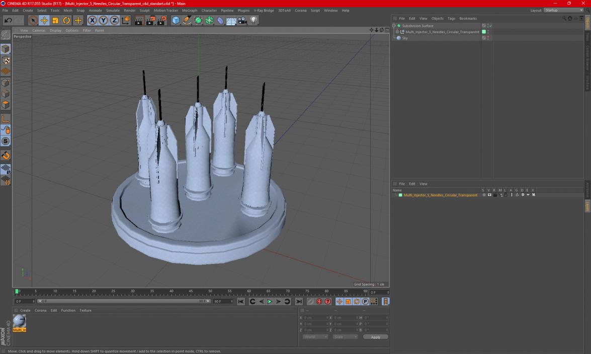 3D model Multi Injector 5 Needles Circular Transparent