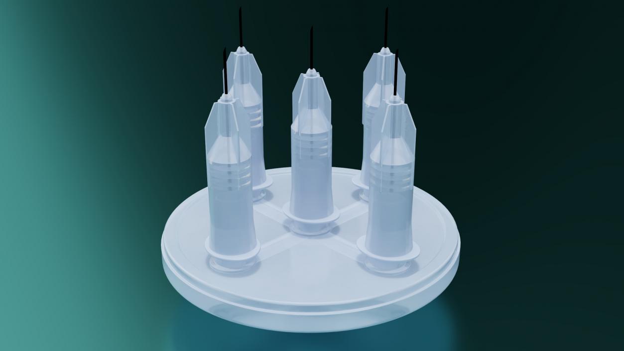 3D model Multi Injector 5 Needles Circular Transparent