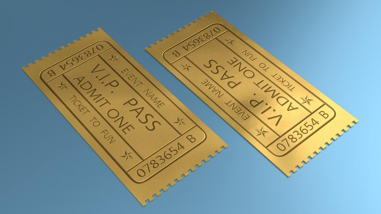 Event Admission Golden Ticket 3D model