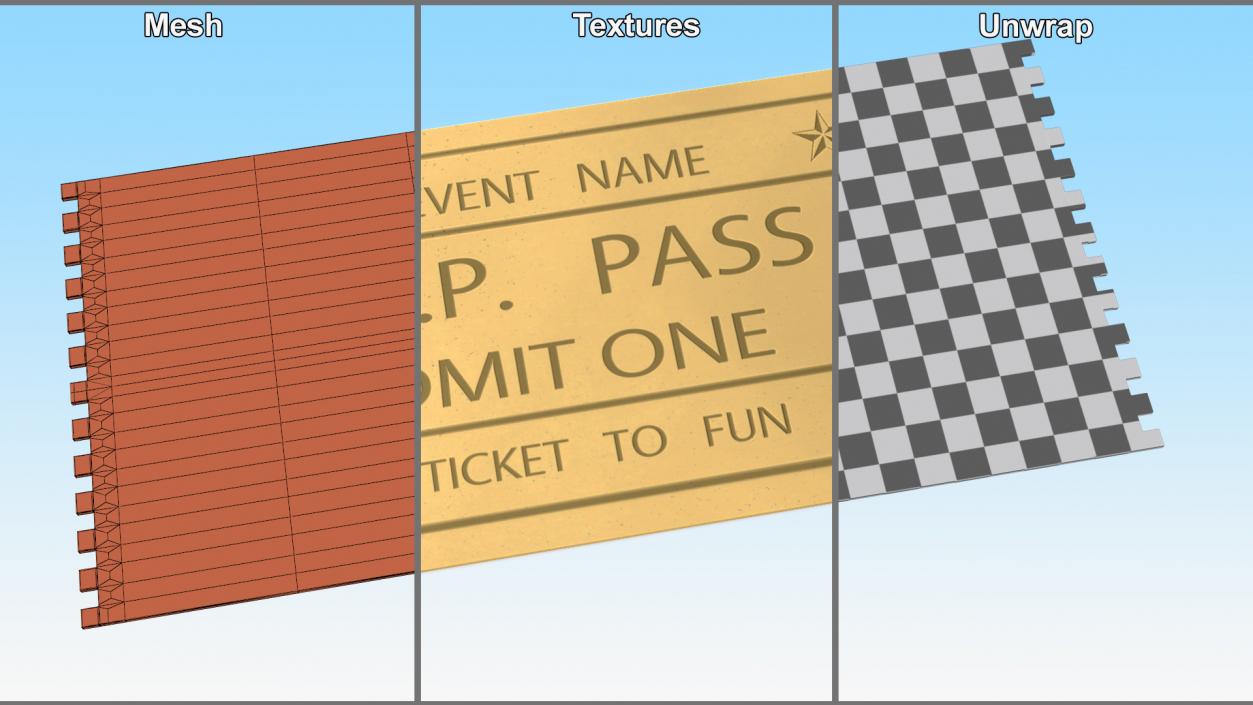 Event Admission Golden Ticket 3D model