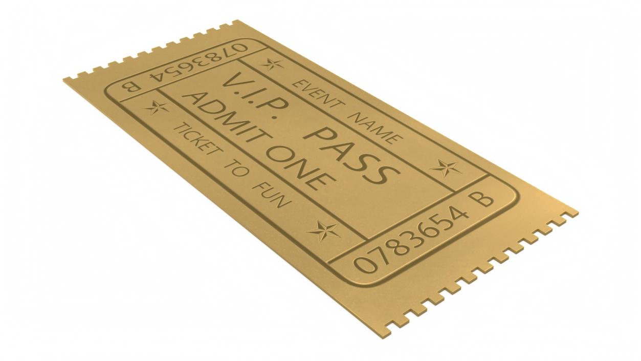 Event Admission Golden Ticket 3D model