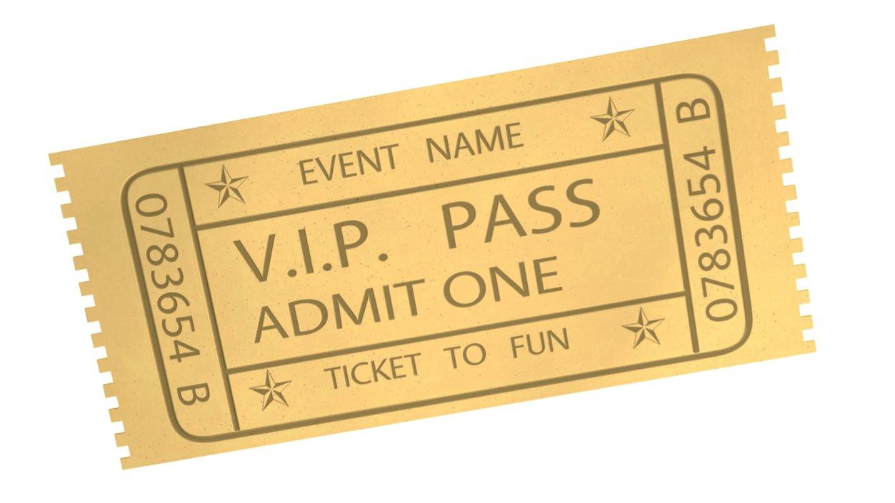 Event Admission Golden Ticket 3D model