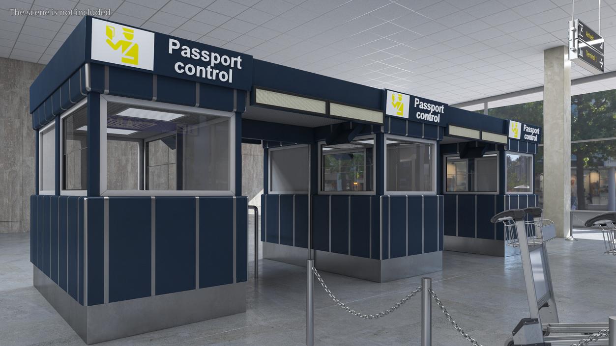 3D model Airport Border Control Counter Blue