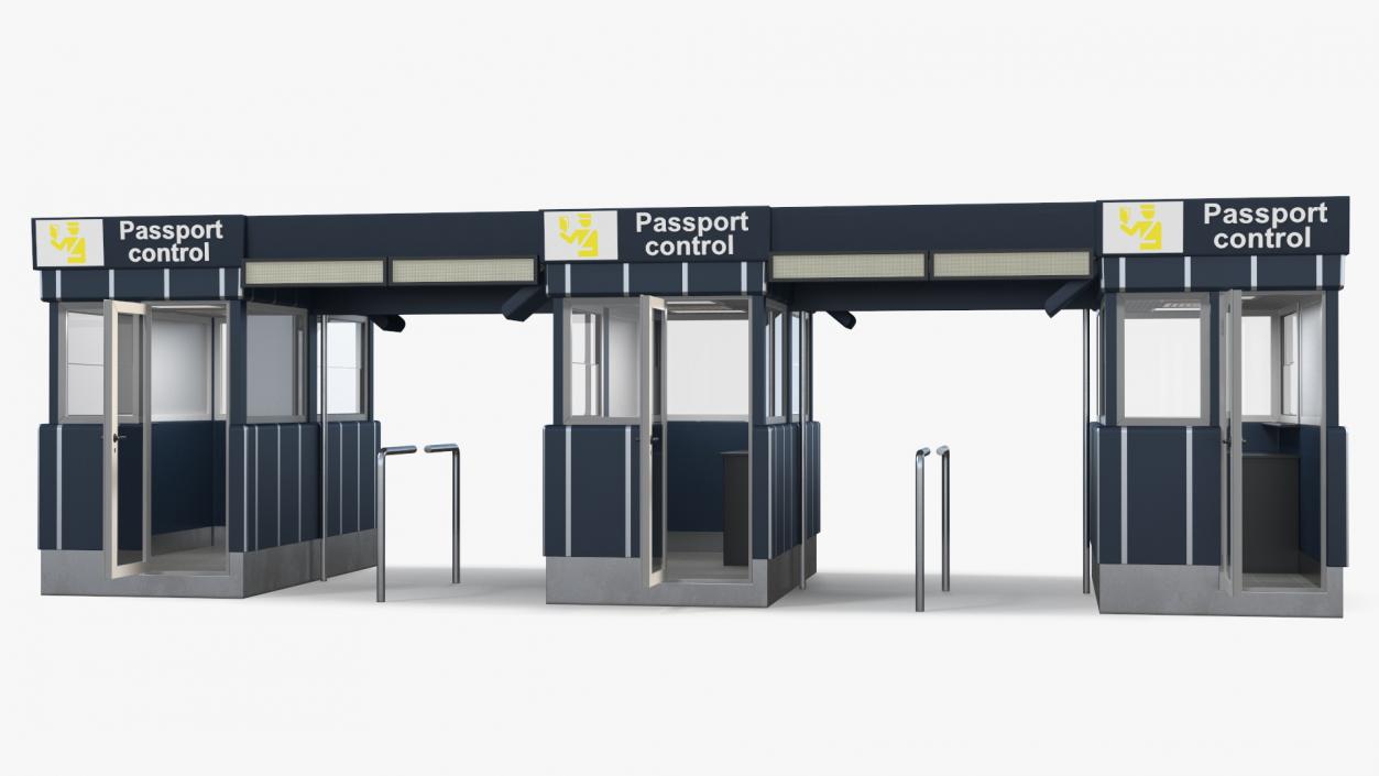 3D model Airport Border Control Counter Blue