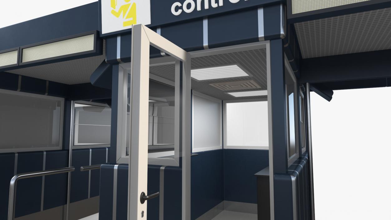 3D model Airport Border Control Counter Blue