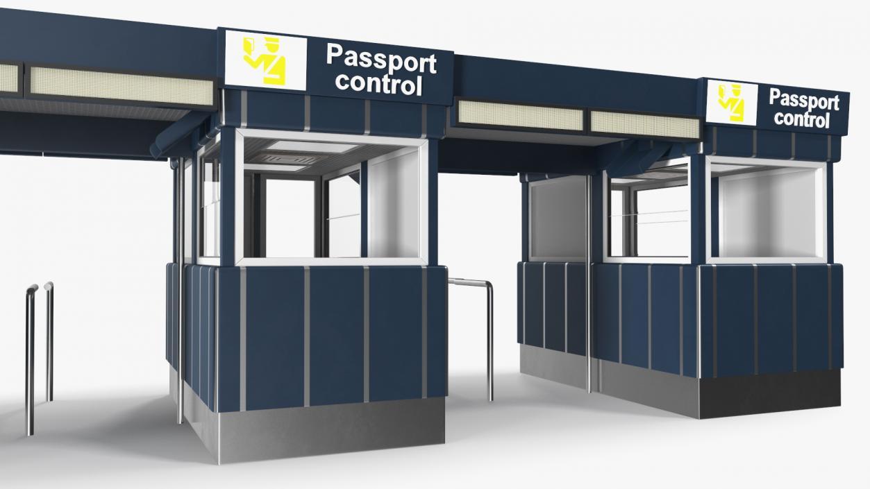 3D model Airport Border Control Counter Blue