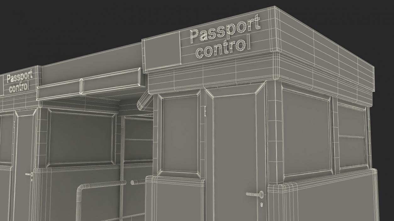 3D model Airport Border Control Counter Blue