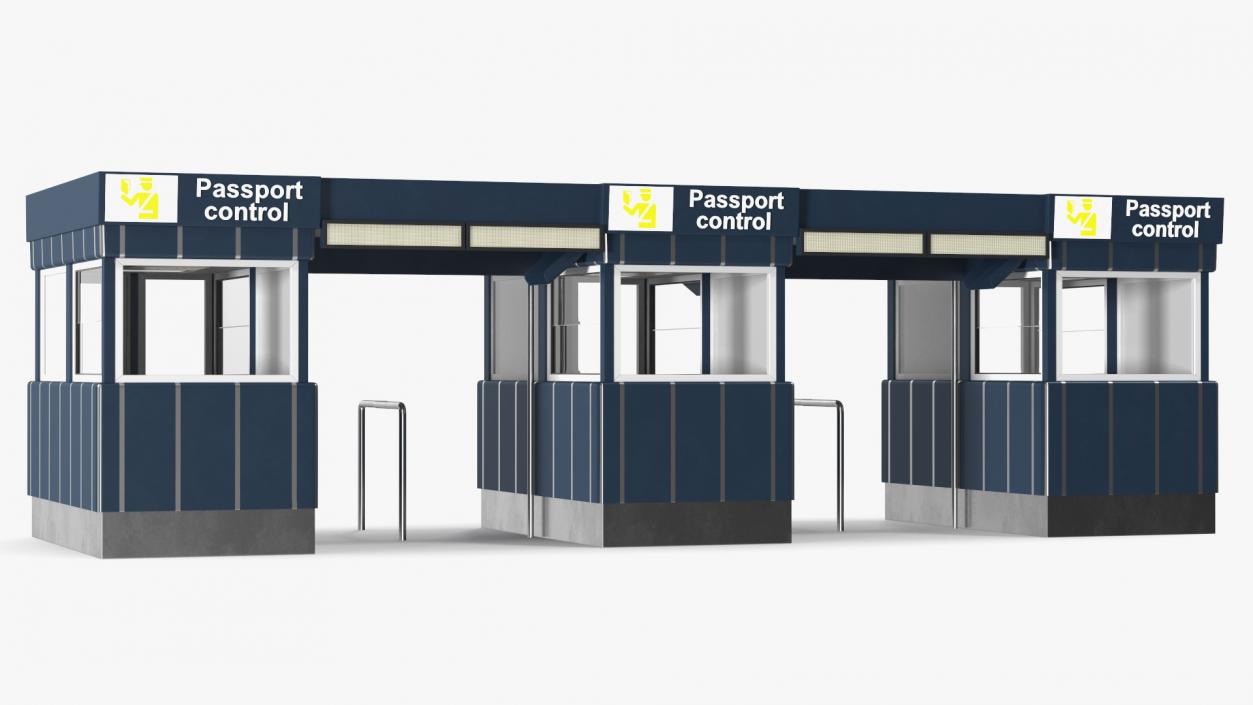 3D model Airport Border Control Counter Blue