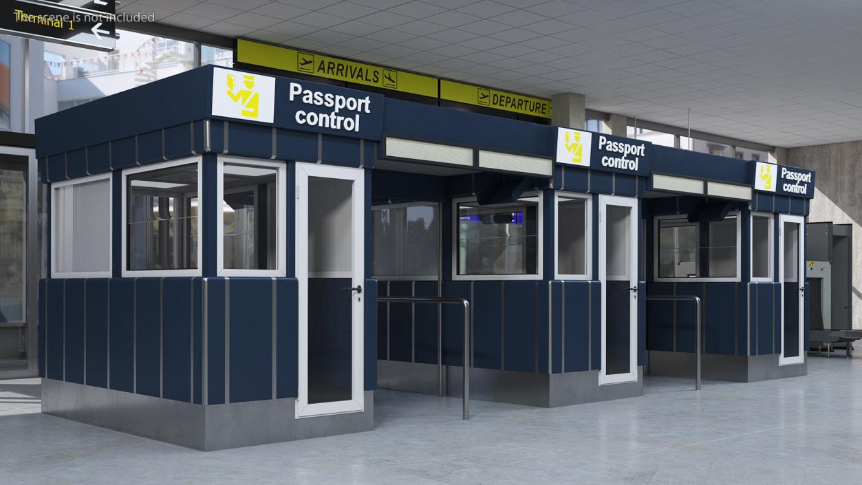 3D model Airport Border Control Counter Blue