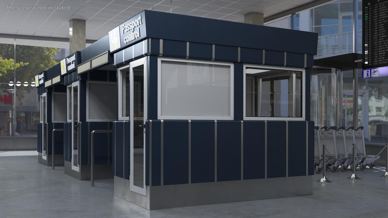 3D model Airport Border Control Counter Blue