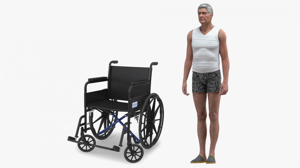 3D Rigged Old Man with Wheelchair Collection