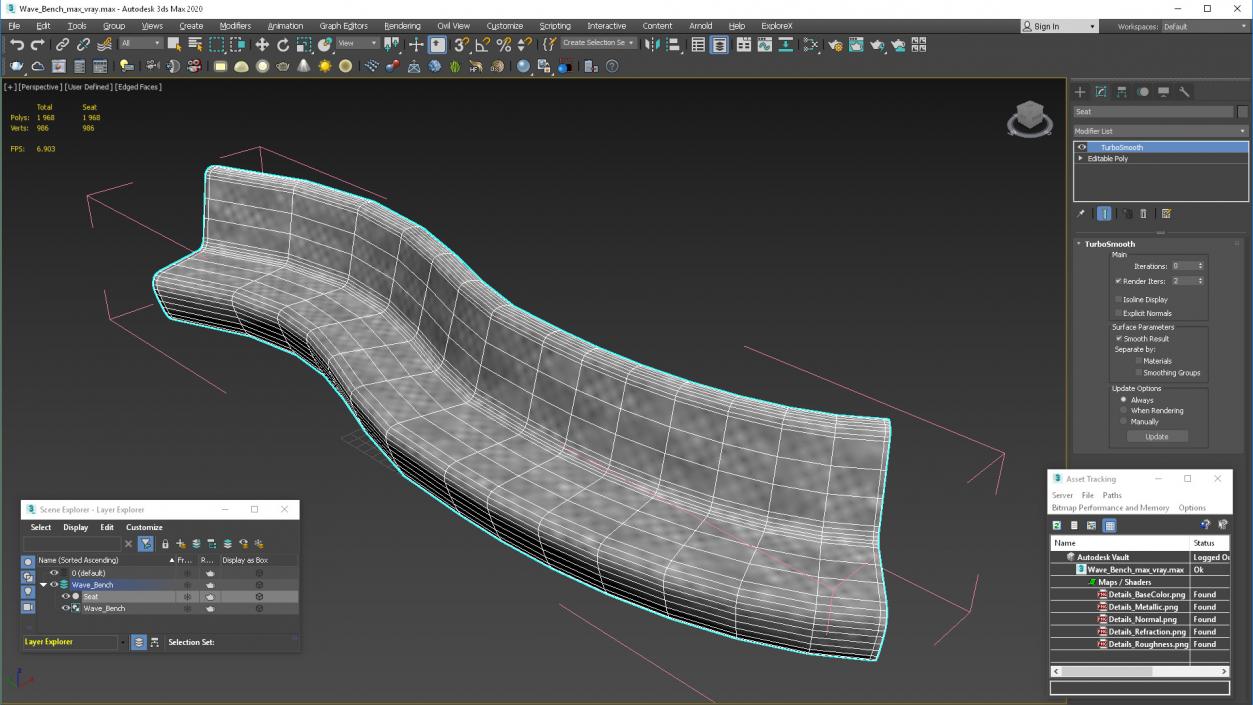 3D model Wave Bench