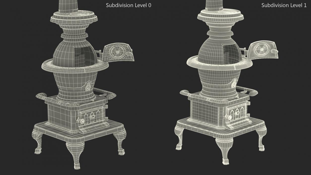 3D Potbelly Stove New with Fire model