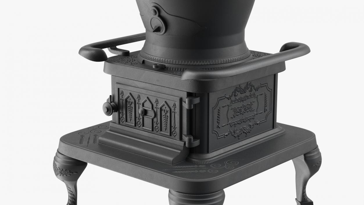 3D Potbelly Stove New with Fire model