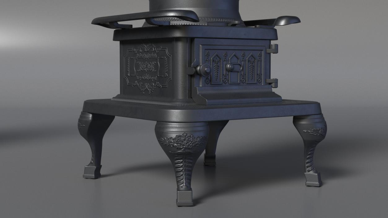 3D Potbelly Stove New with Fire model