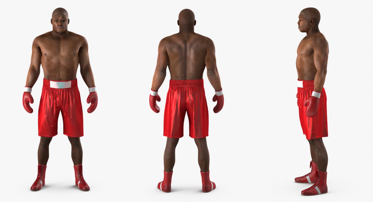 3D model African American Boxer Red Suit 2 Rigged