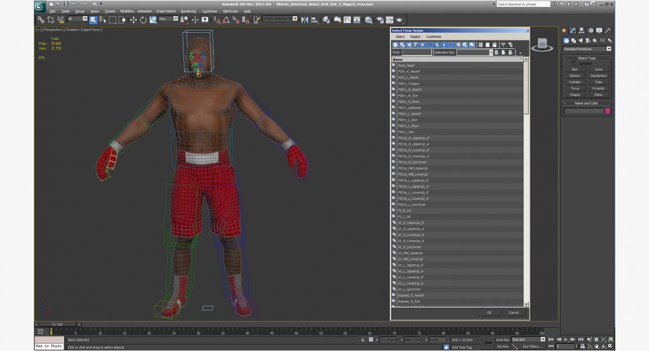 3D model African American Boxer Red Suit 2 Rigged