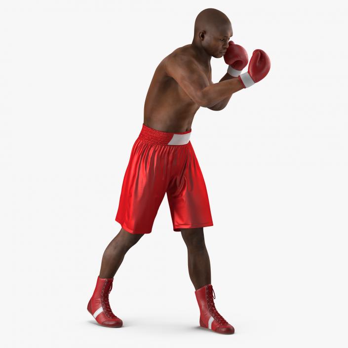 3D model African American Boxer Red Suit 2 Rigged