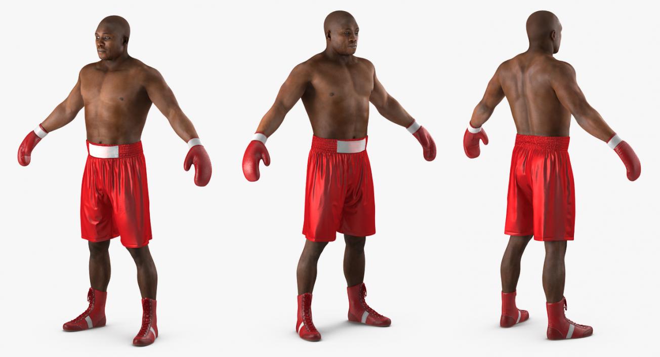 3D model African American Boxer Red Suit 2 Rigged