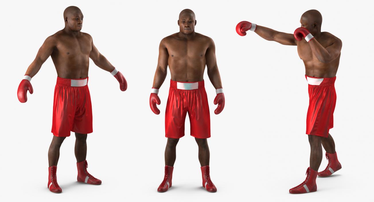 3D model African American Boxer Red Suit 2 Rigged