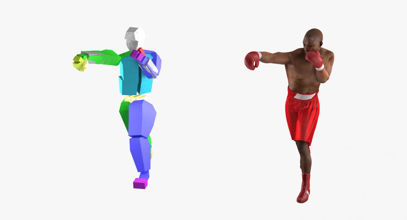 3D model African American Boxer Red Suit 2 Rigged