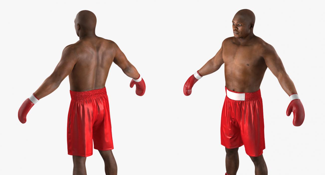 3D model African American Boxer Red Suit 2 Rigged