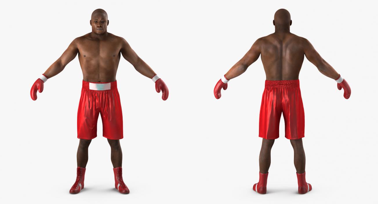 3D model African American Boxer Red Suit 2 Rigged