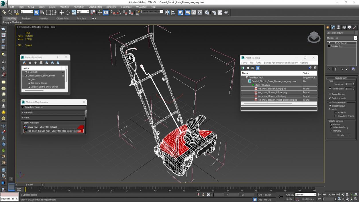 Corded Electric Snow Blower 3D