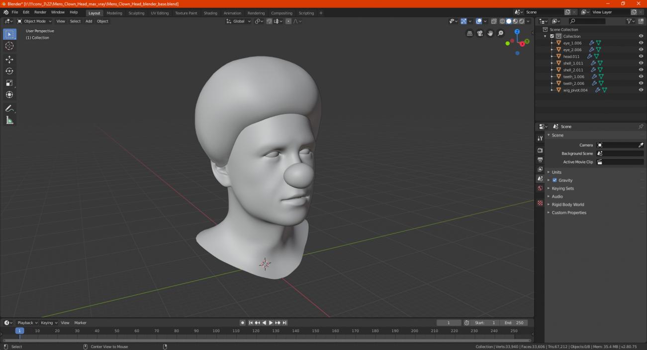 3D model Mens Clown Head