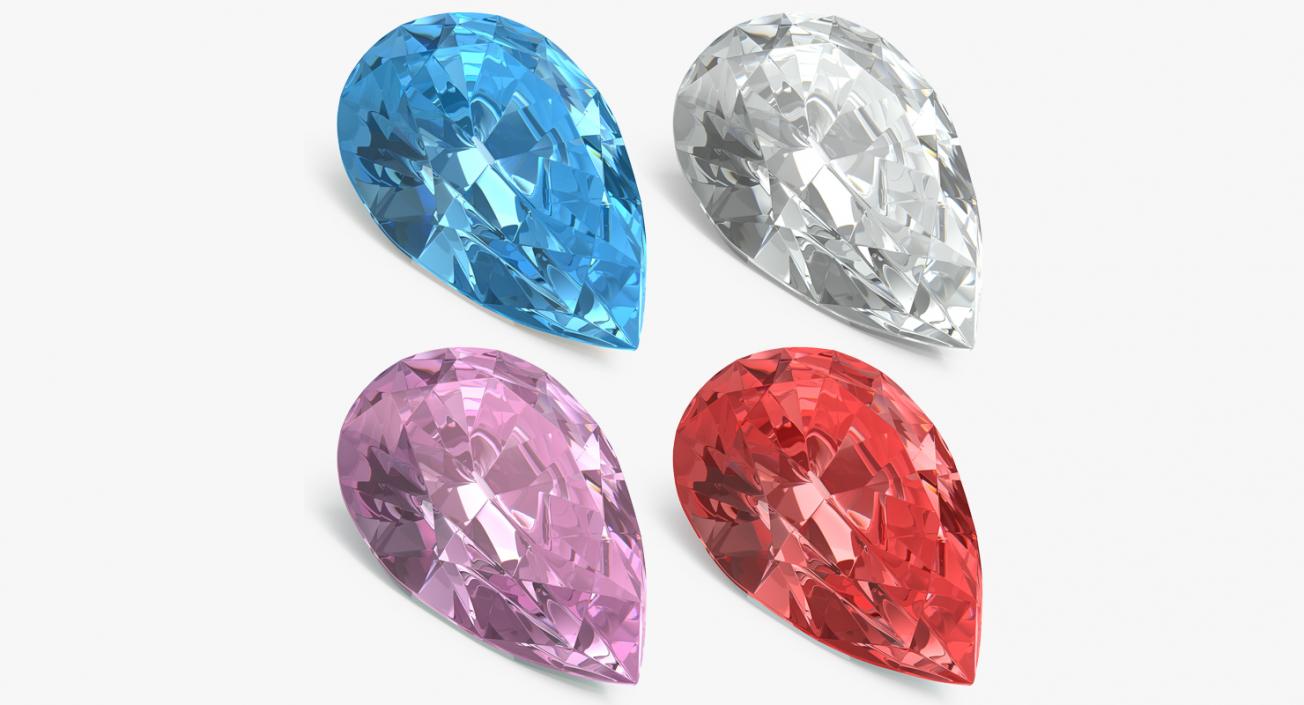 3D Pear Shape Diamonds Set model