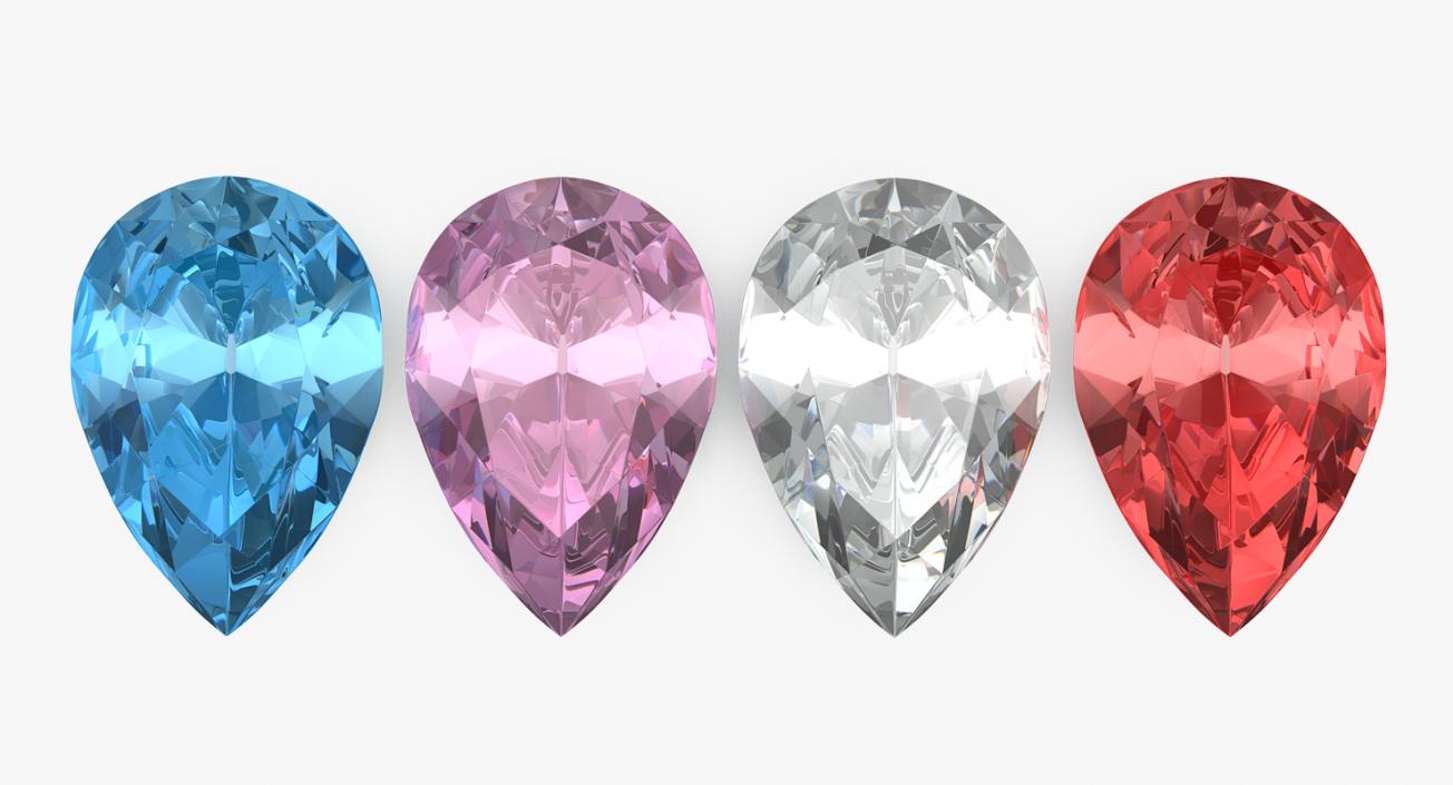 3D Pear Shape Diamonds Set model