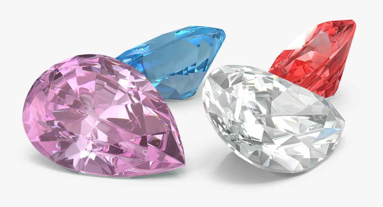 3D Pear Shape Diamonds Set model