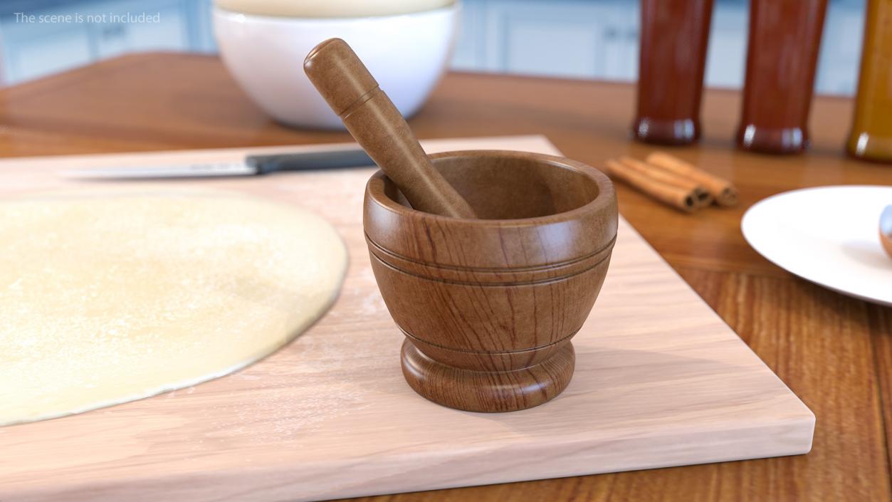 Wood Mortar and Pestle 3D