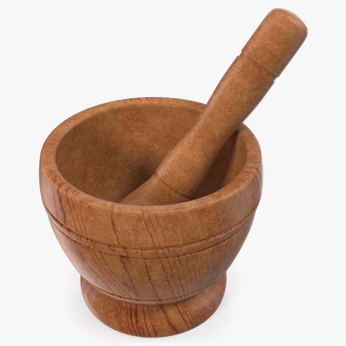 Wood Mortar and Pestle 3D