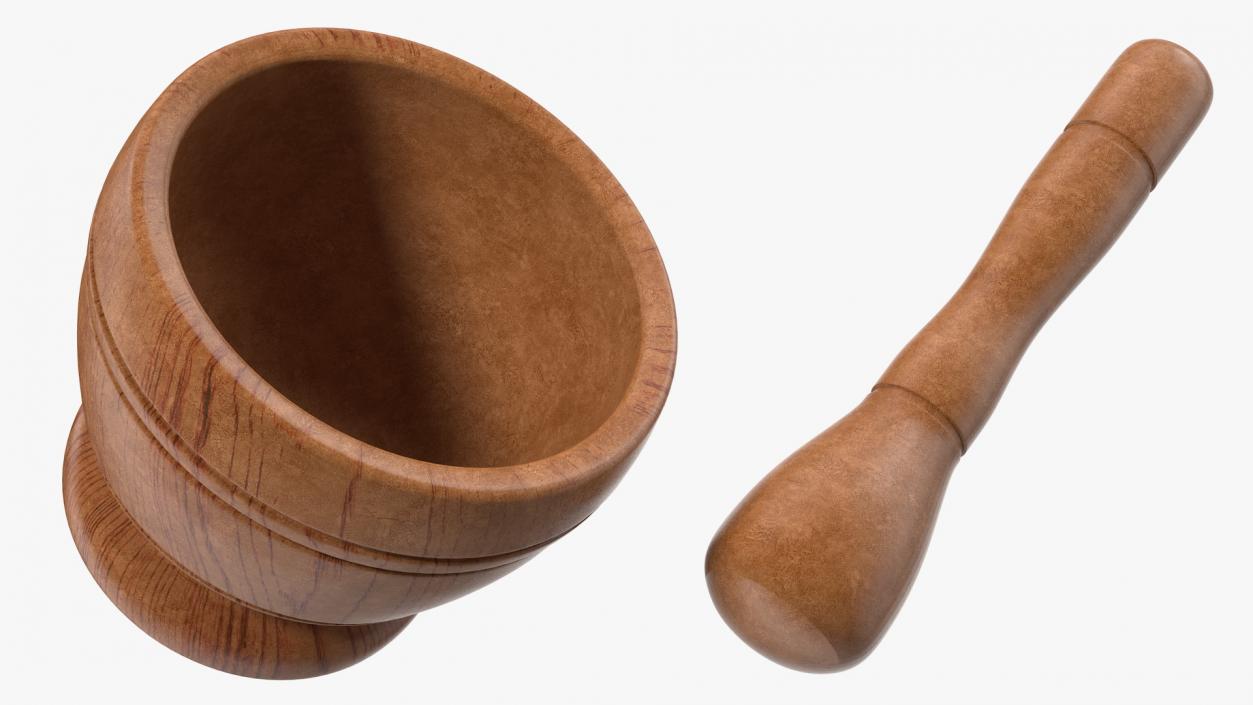 Wood Mortar and Pestle 3D