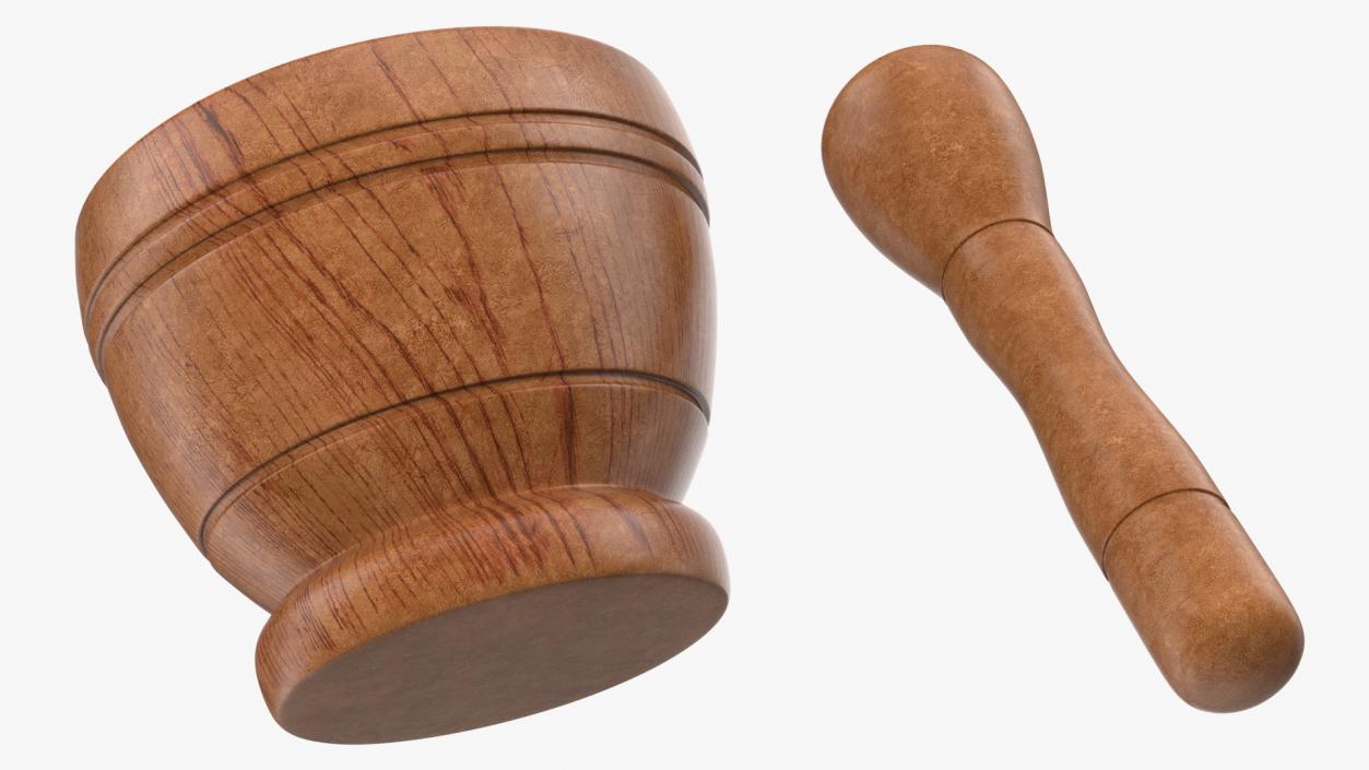 Wood Mortar and Pestle 3D