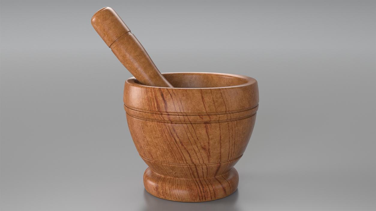 Wood Mortar and Pestle 3D