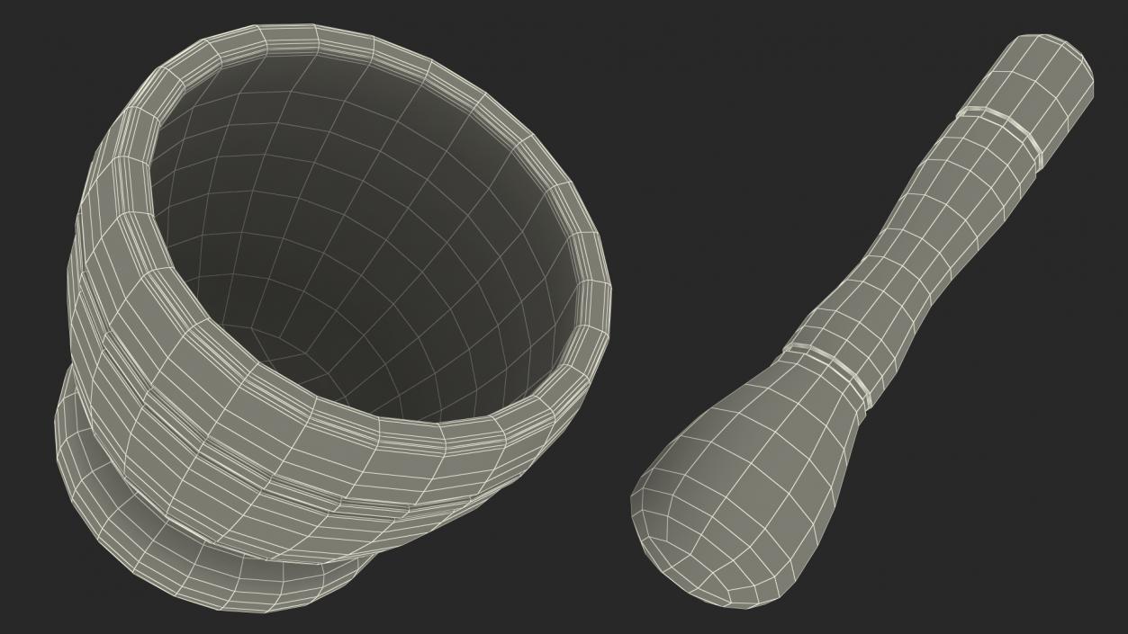 Wood Mortar and Pestle 3D