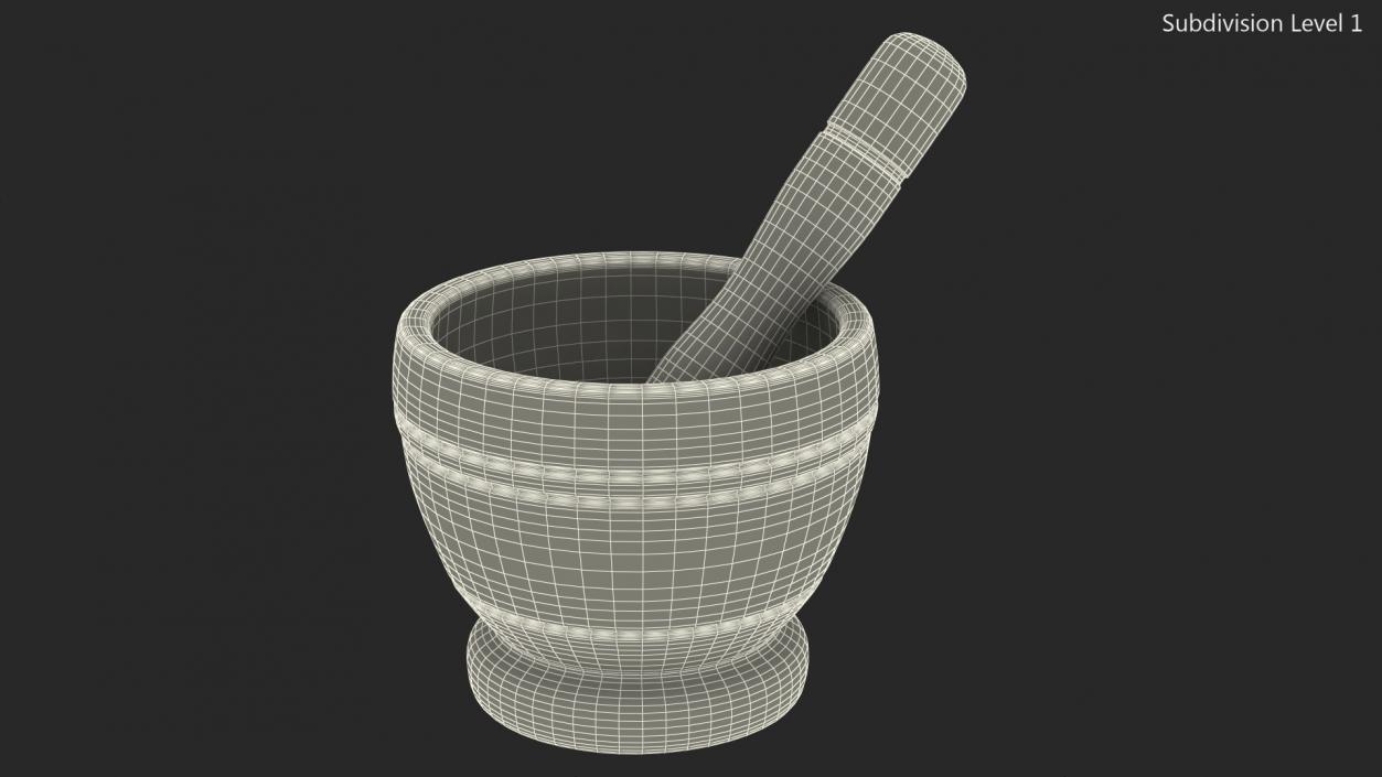 Wood Mortar and Pestle 3D